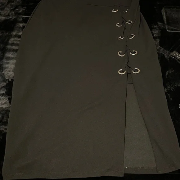 Sydney Love Black Midi Dress with Silver Accents - Picture 3 of 4